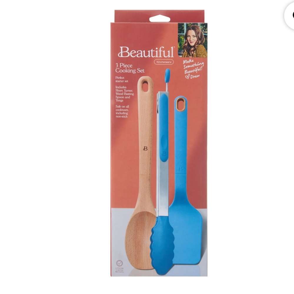 Drew Barrymore Beautiful 3 Piece Blue Icing Cooking Set - Picture 8 of 15